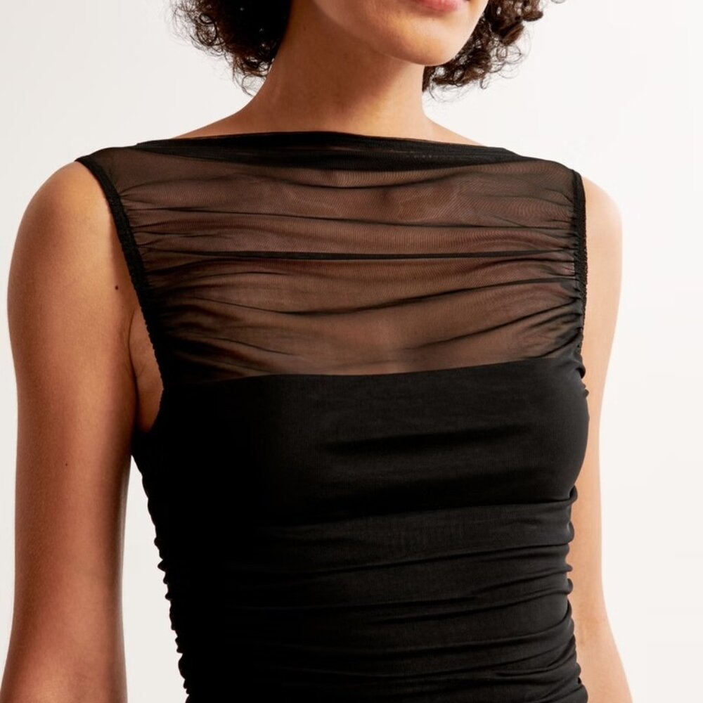 Abercrombie Sheer Mesh Slash Ruched Tank – Size XL, NWT